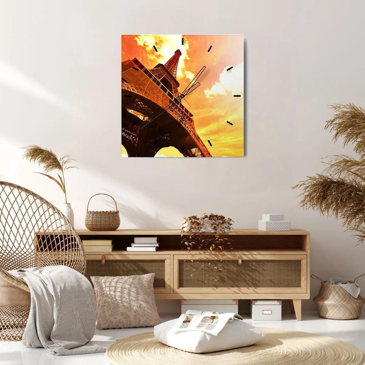 Wall clock - Clock on glass - Monumental because Gilded by the Sun - 40x40 cm