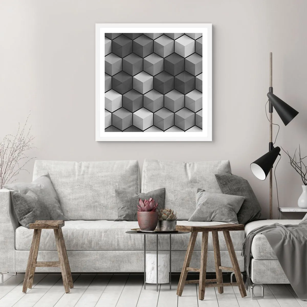 Poster in white frmae - Cubist Jigsaw - 60x60 cm