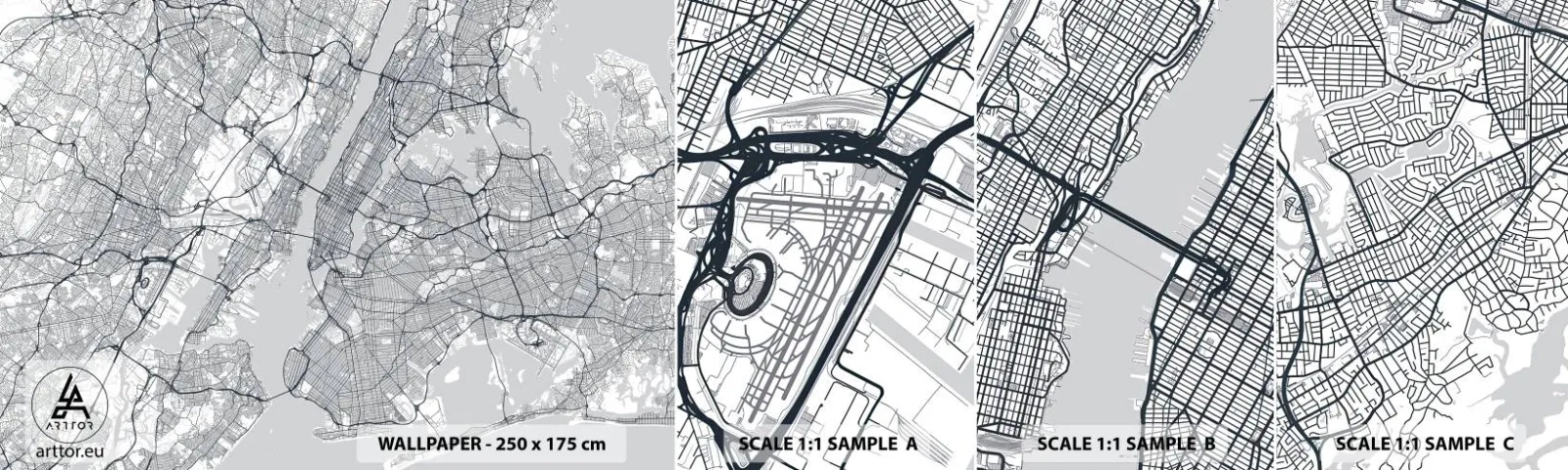 Photo Wallpaper Sample Standard Eco - Anatomy of Metropolis - New York, Map, Manhattan - 100x30 cm
