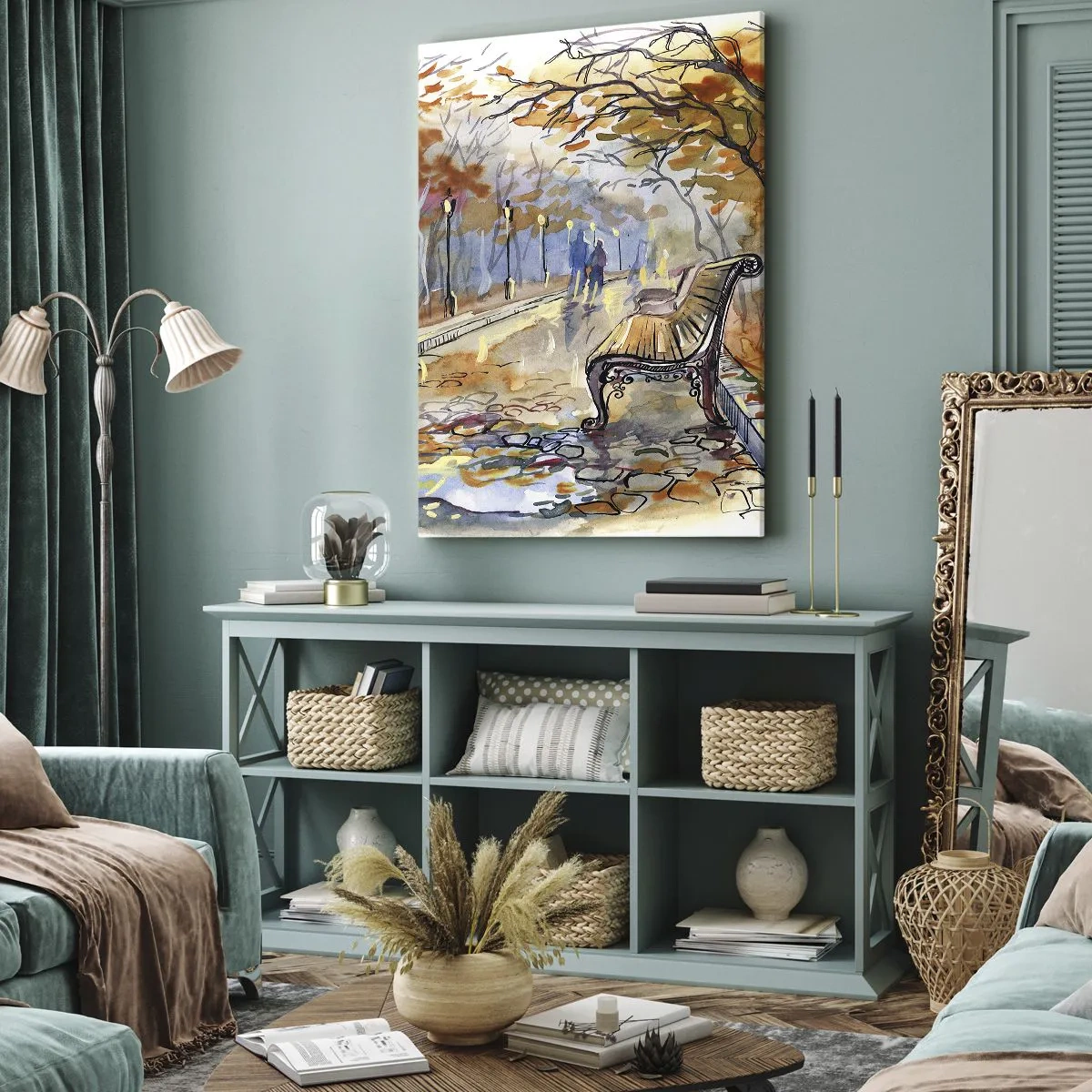 Canvas picture - Walking together into Autumn - 65x120 cm