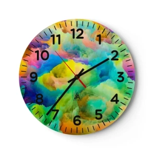Wall clock - Clock on glass - Rainbow Fluff - 30x30 cm