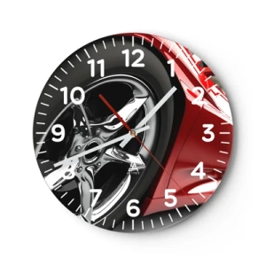 Wall clock - Clock on glass - Born to Be Fast - 40x40 cm