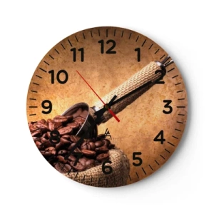 Wall clock - Clock on glass - Grain of Flavour - 40x40 cm