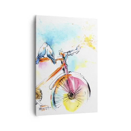 Canvas picture - Together on a Bike - 70x100 cm