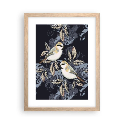 Poster in light oak frame - Blue and Yellow Chirp - 30x40 cm