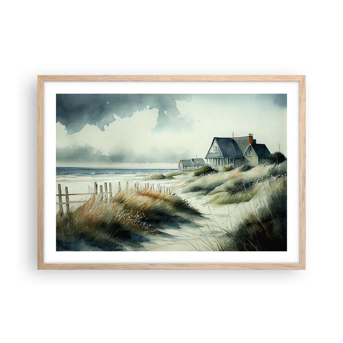 Poster in light oak frame - Away from the Hustle and Bustle - 70x50 cm
