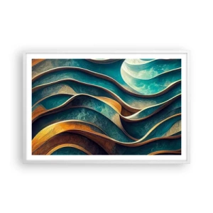Poster in white frmae - Meanderings of Blue - 91x61 cm