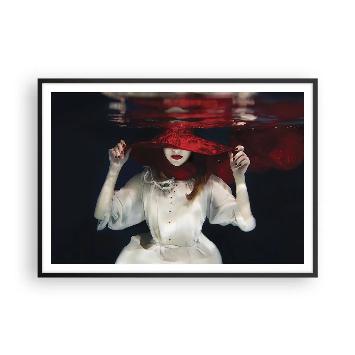 Poster in black frame - Mysterious Woman - 100x70 cm