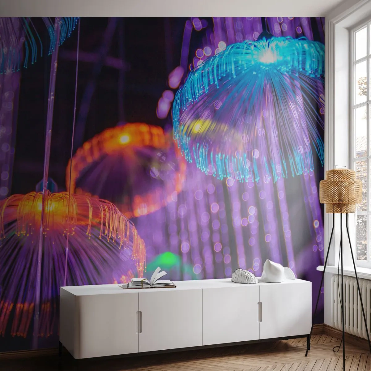 Self-Adhesive Photo Wallpaper Deluxe Sticker - Light Fountain - Neon, Lights, Luminance - 100x70 cm