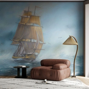 Photo Wallpaper Premium Canvas - Gliding on the Waves - Sea, Ship, Nautical - 450x315 cm