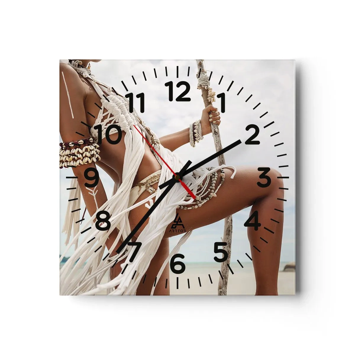 Wall clock - Clock on glass - Priestess of the Sun - 30x30 cm