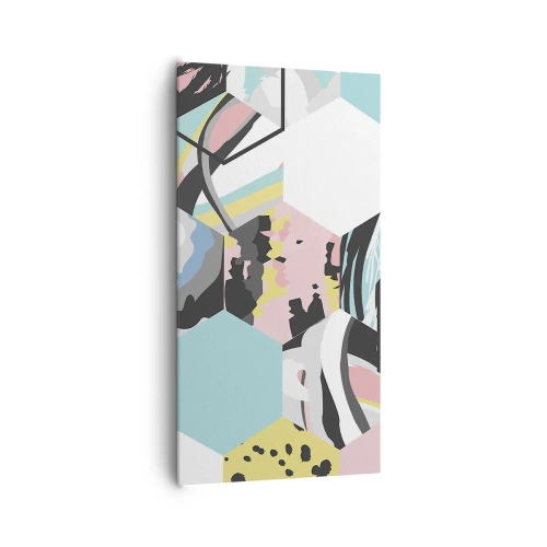 Canvas picture - Hexagons and Cubes in Six Colours - 65x120 cm