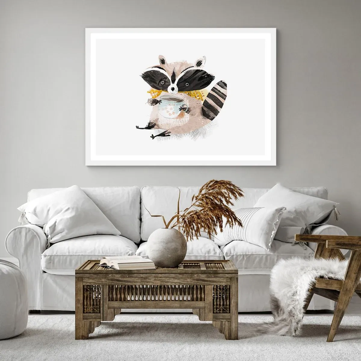 Poster in white frmae - My Friend Raccoon - 70x50 cm