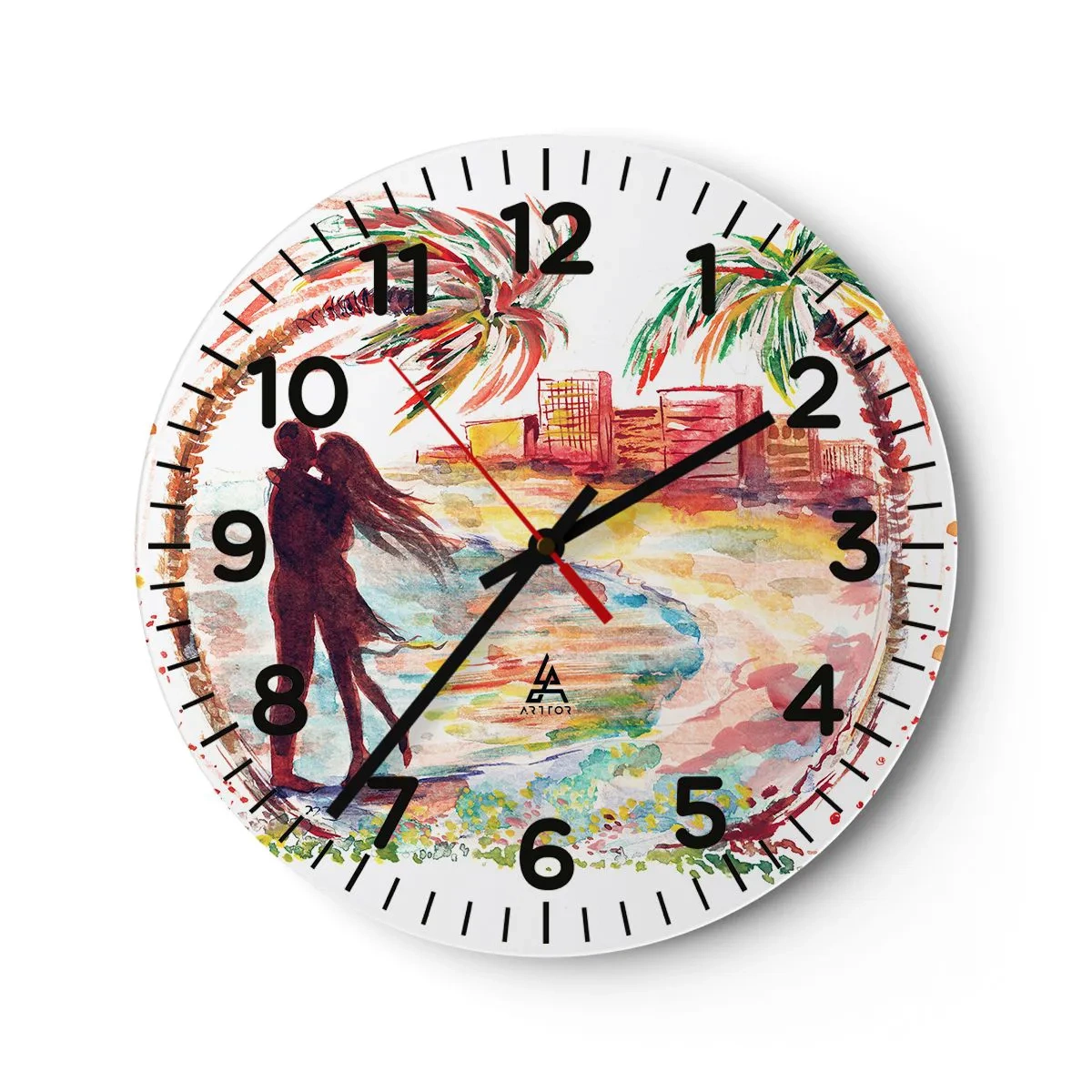 Wall clock - Clock on glass - Romantic Holiday - 30x30 cm