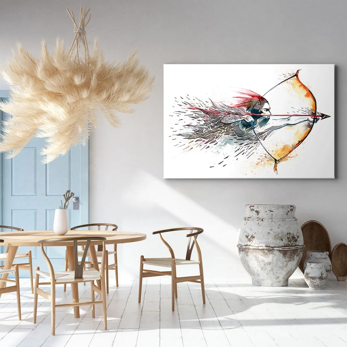 Canvas picture - Mythical Warrior with a Fiery Bow - 100x70 cm