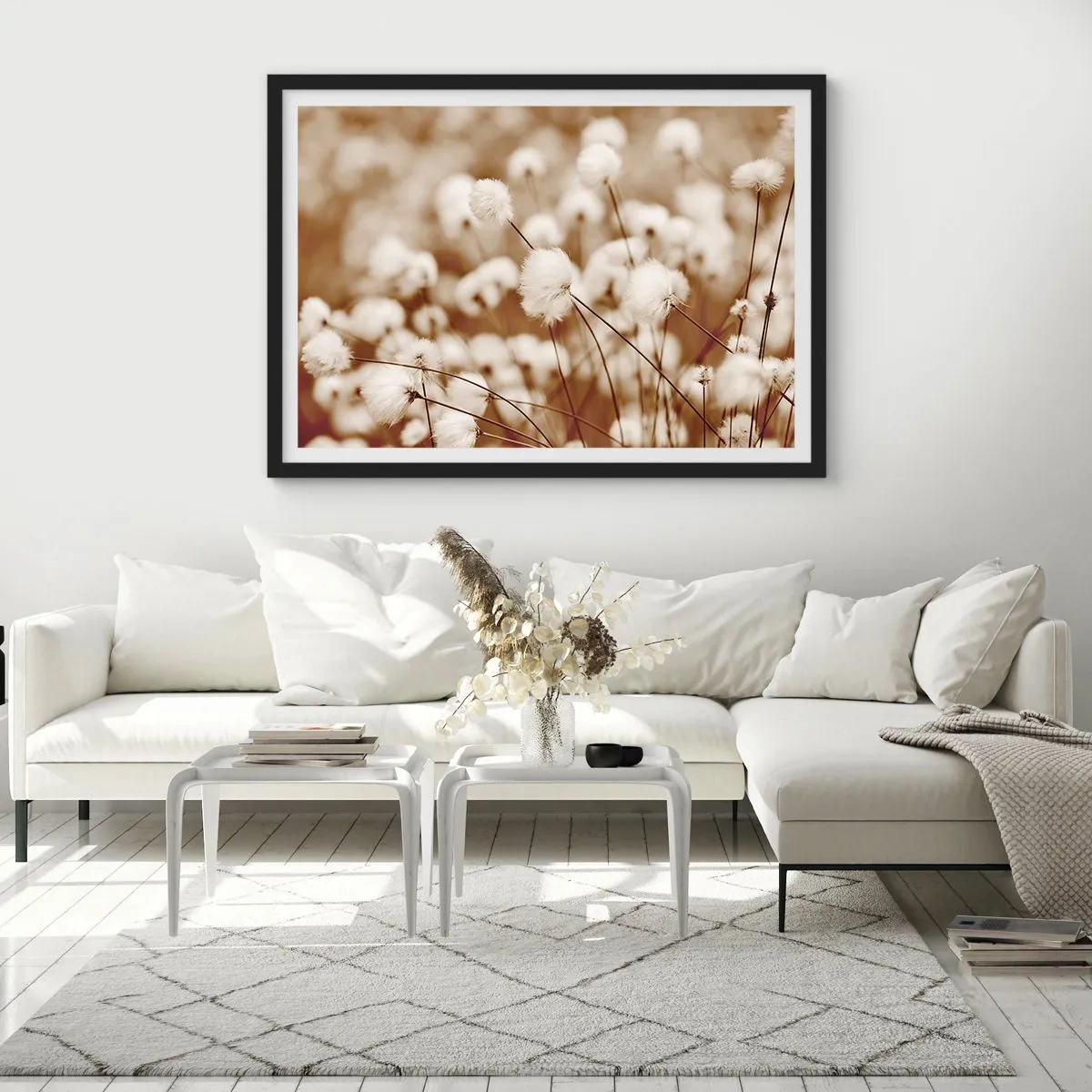 Poster in black frame - Fluffy field - 40x30 cm