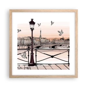 Poster in light oak frame - Over the Roofs of Paris - 40x40 cm