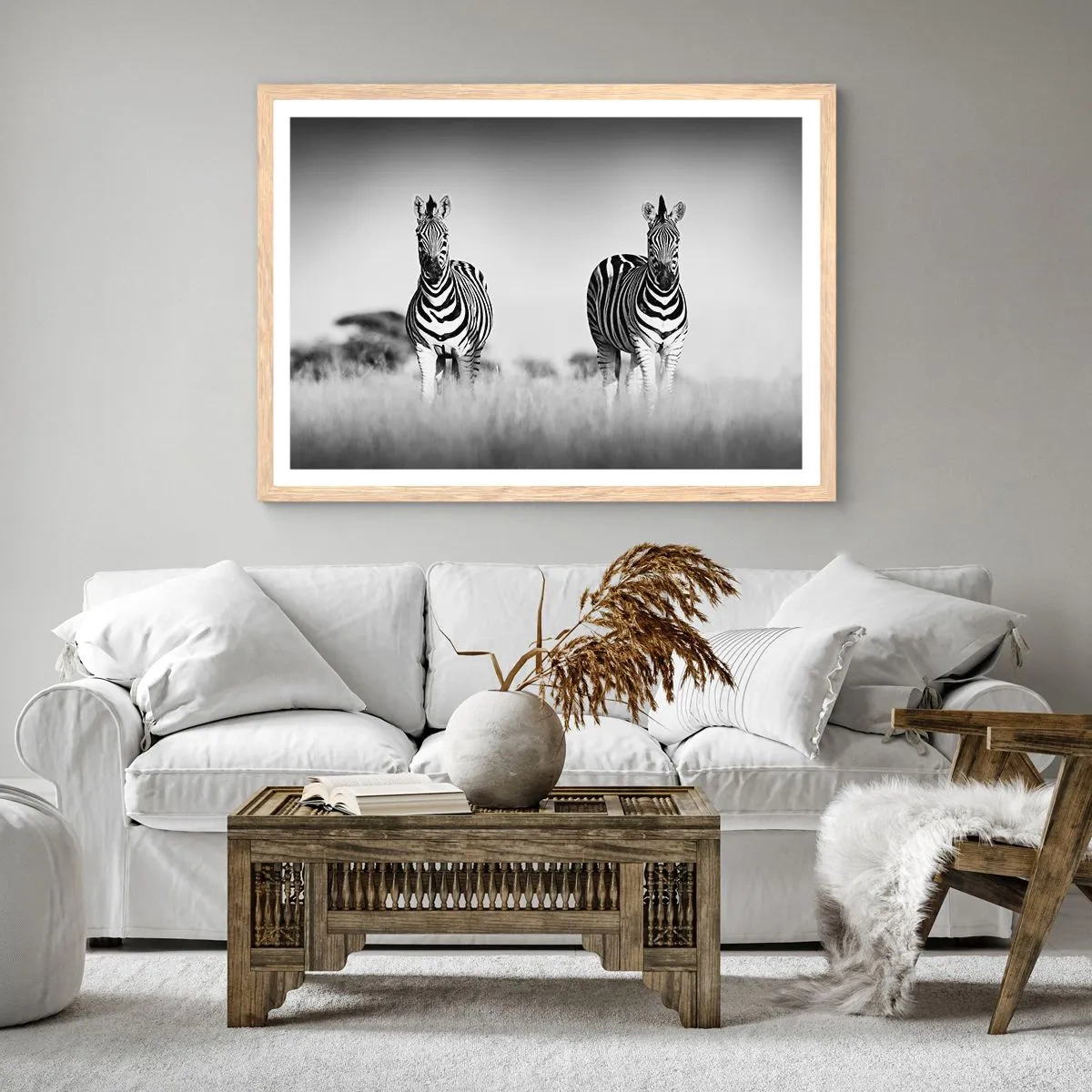 Poster in light oak frame - After All the World is Black and White - 100x70 cm