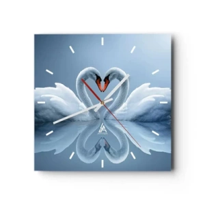 Wall clock - Clock on glass - Time for Love - 40x40 cm