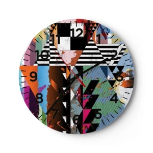 Wall clock - Clock on glass - Geometric and Organic - 30x30 cm