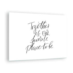 Glass picture - Minimalist calligraphic inscription on a white background - 70x50cm - Do You Also Feel This? - Modern wall decoration for the living room and bedroom ARTTOR