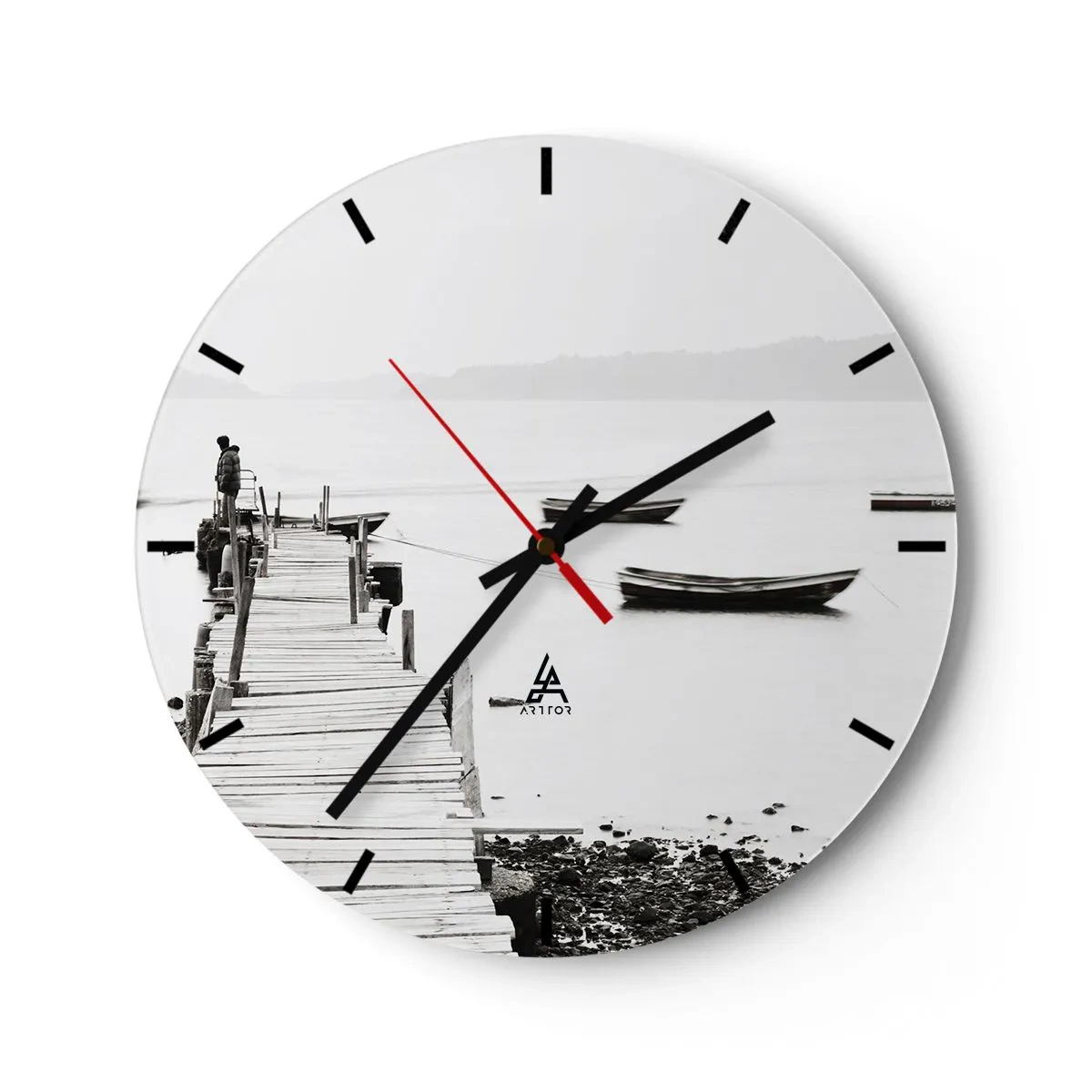 Wall clock - Clock on glass - By Waters Still and Clear - 40x40 cm