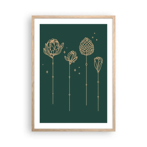Poster in light oak frame - The Herb Family - 50x70 cm