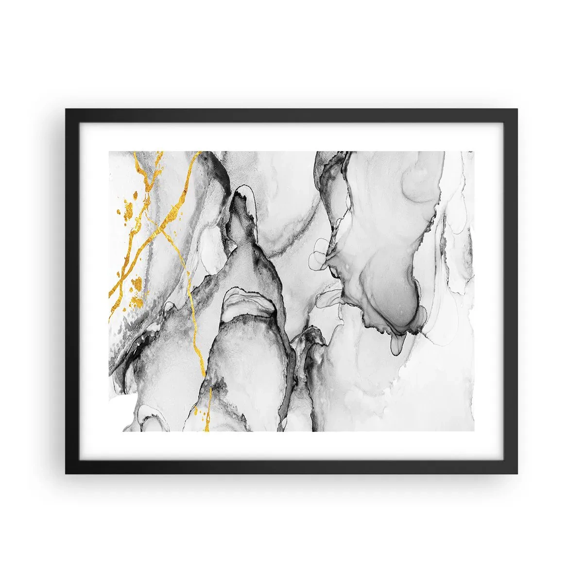 Poster in black frame - Composition with a Golden Motif - 50x40 cm