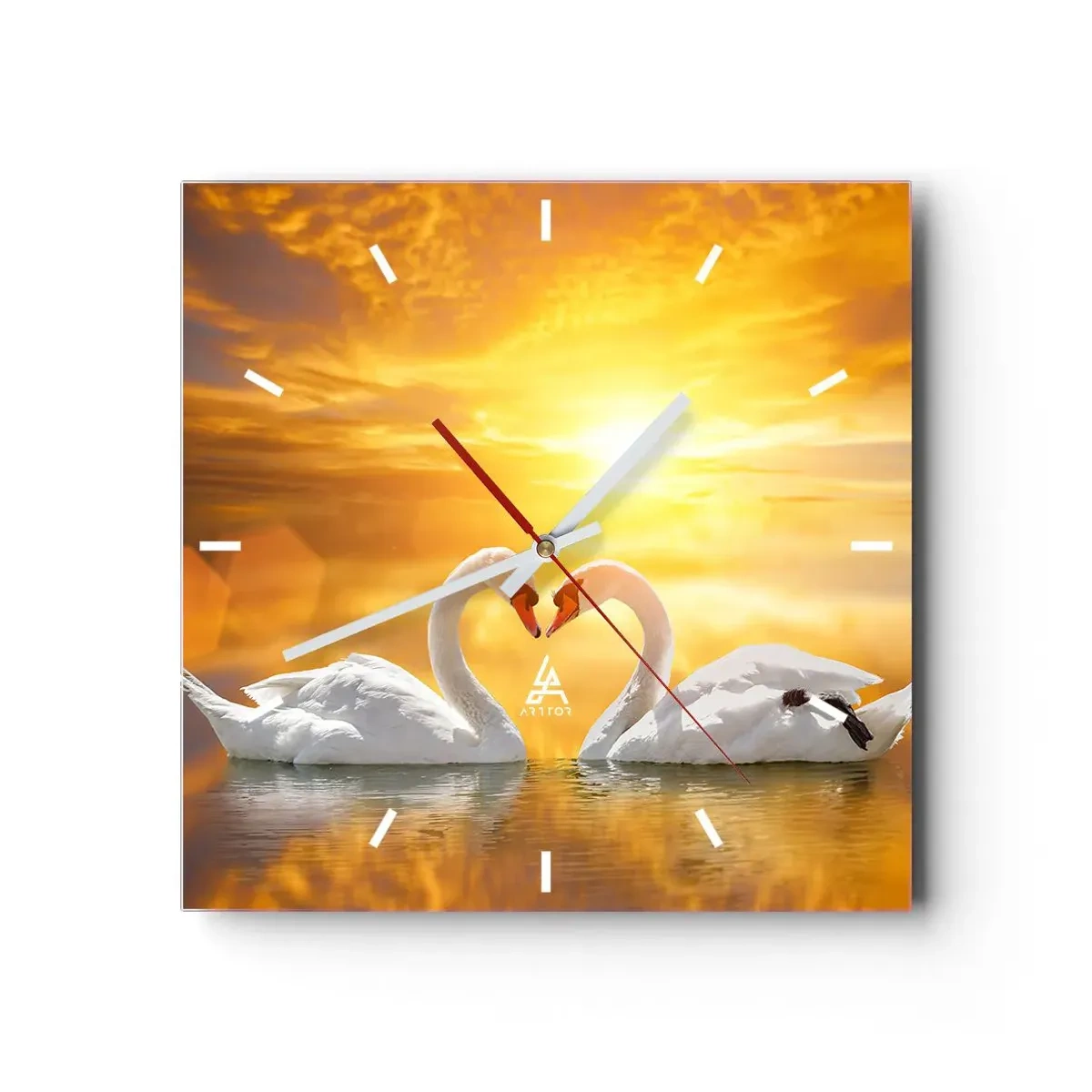 Wall clock - Clock on glass - Heart Is the Most Beautiful Word in the World - 40x40 cm