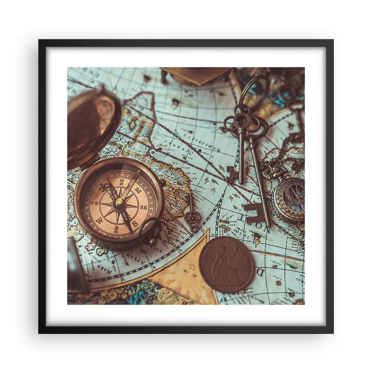 Poster in black frame - For Adventurers - 50x50 cm