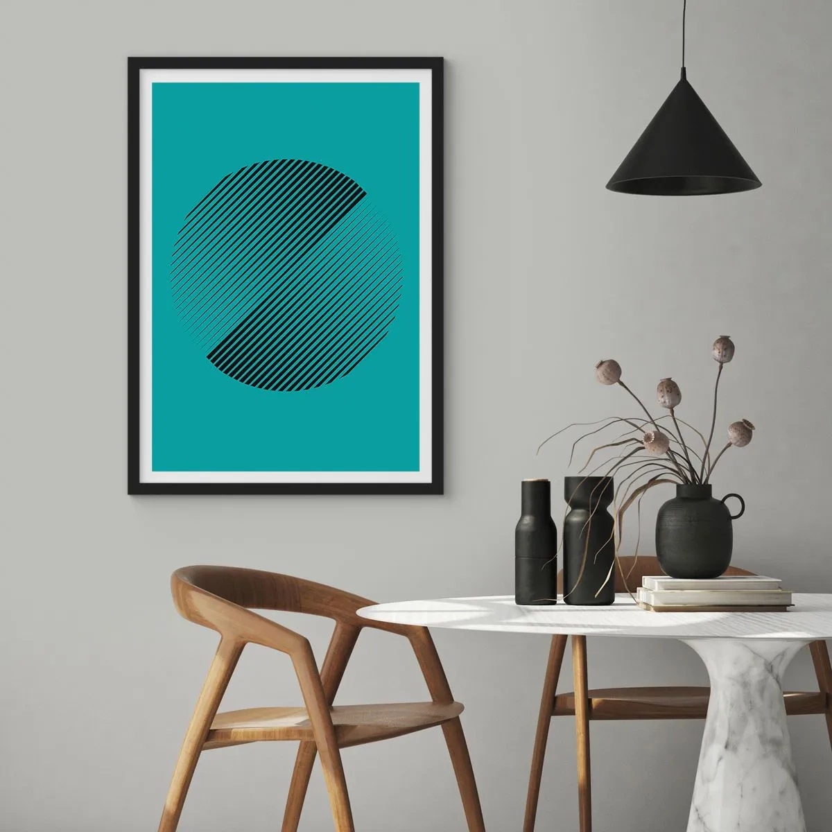 Poster in black frame - Circle - Geometrical Variation - 40x50 cm
