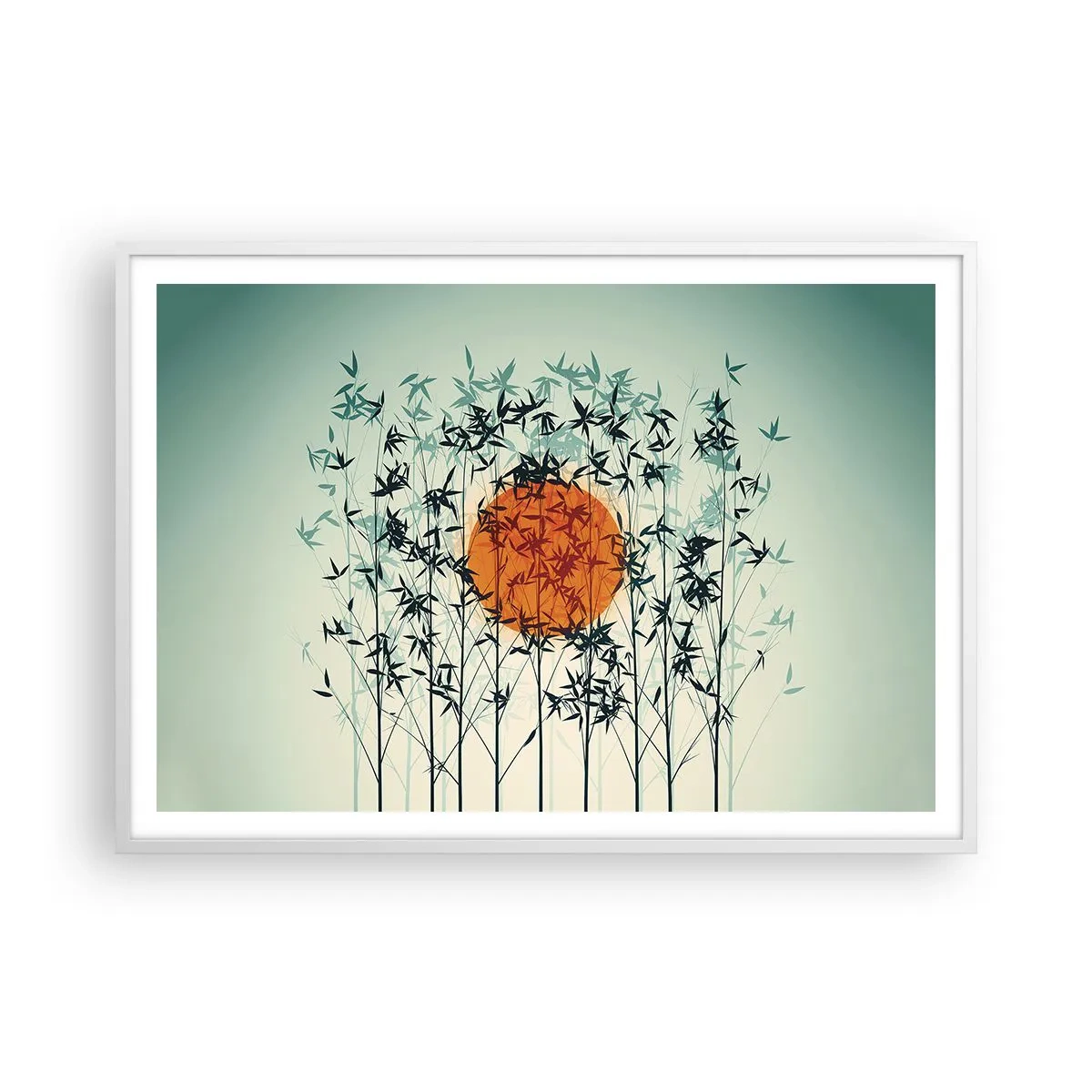 Poster in white frmae - Japanese Sun - 100x70 cm