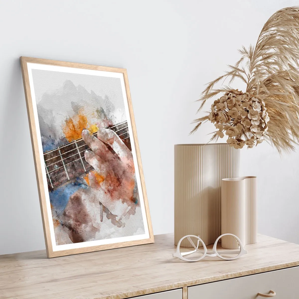Poster in light oak frame - Poetry Between Strings - 61x91 cm