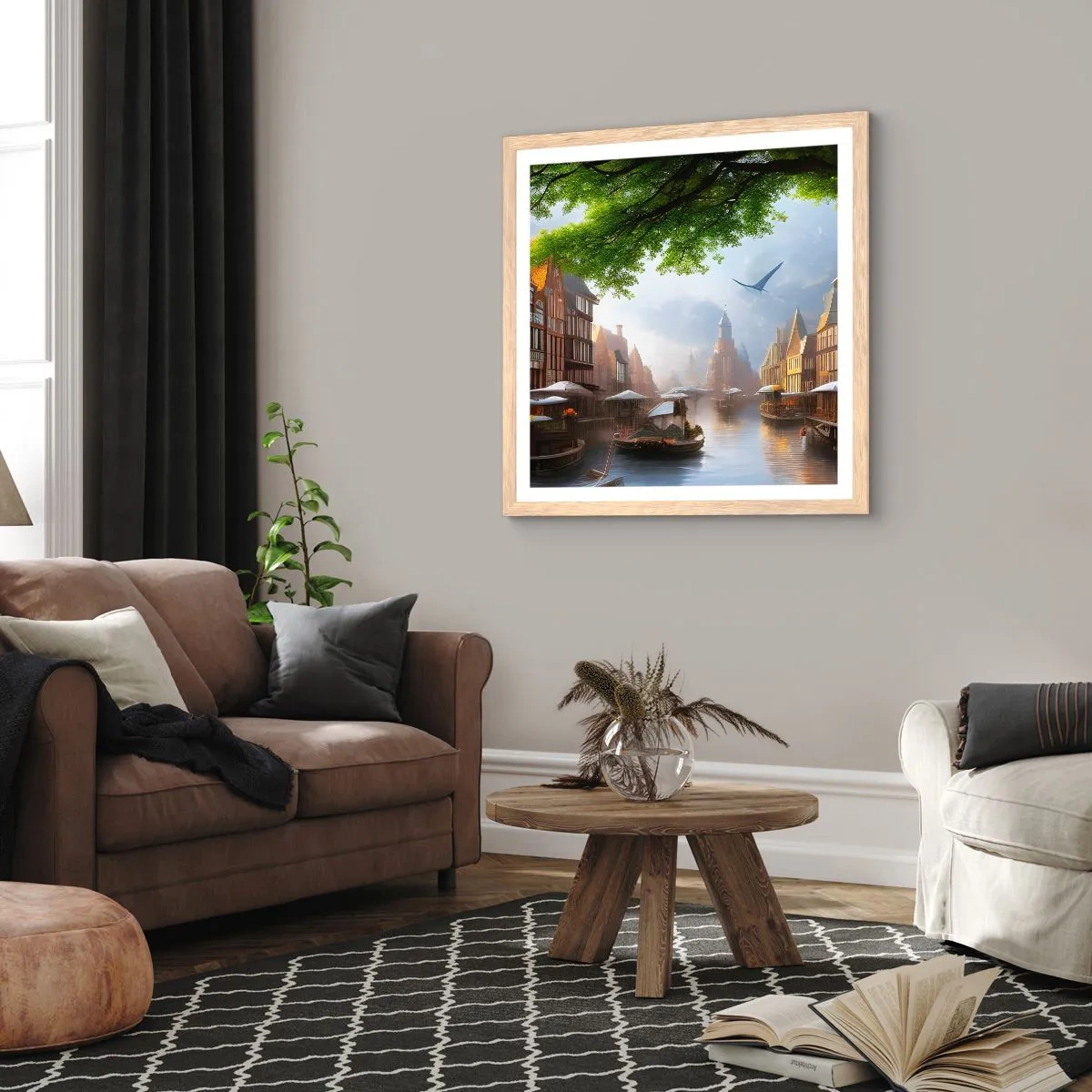 Poster in light oak frame - Dutch Urban Landscape - 40x40 cm