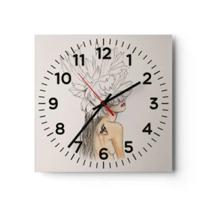 Wall clock - Clock on glass - Crowned Beauty - 40x40 cm