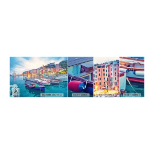Photo Wallpaper Sample Self-Adhesive Deluxe Sticker - Colourful Evening in a Port - Port town, Architecture, Landscape - 100x30 cm