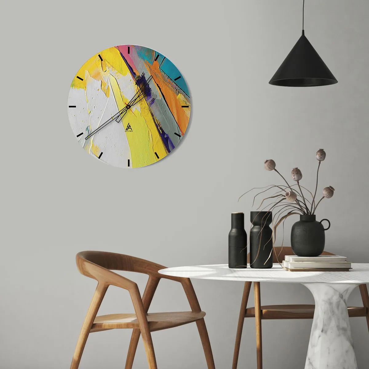 Wall clock - Clock on glass - Anatomy of Light - 40x40 cm