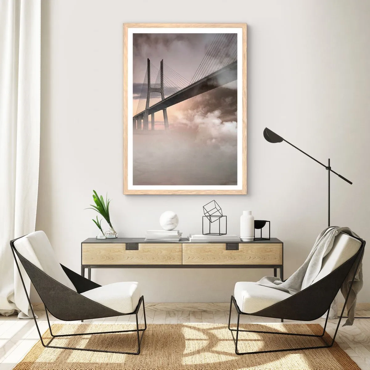 Poster in light oak frame - By the River that Doesn't Exist - 50x70 cm