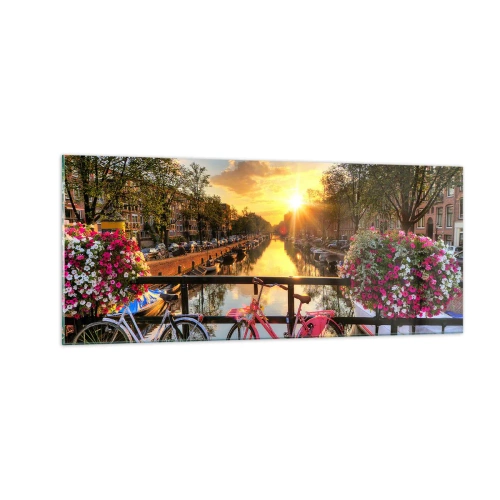 Glass picture - Spring Morning in Amsterdam - 100x40 cm