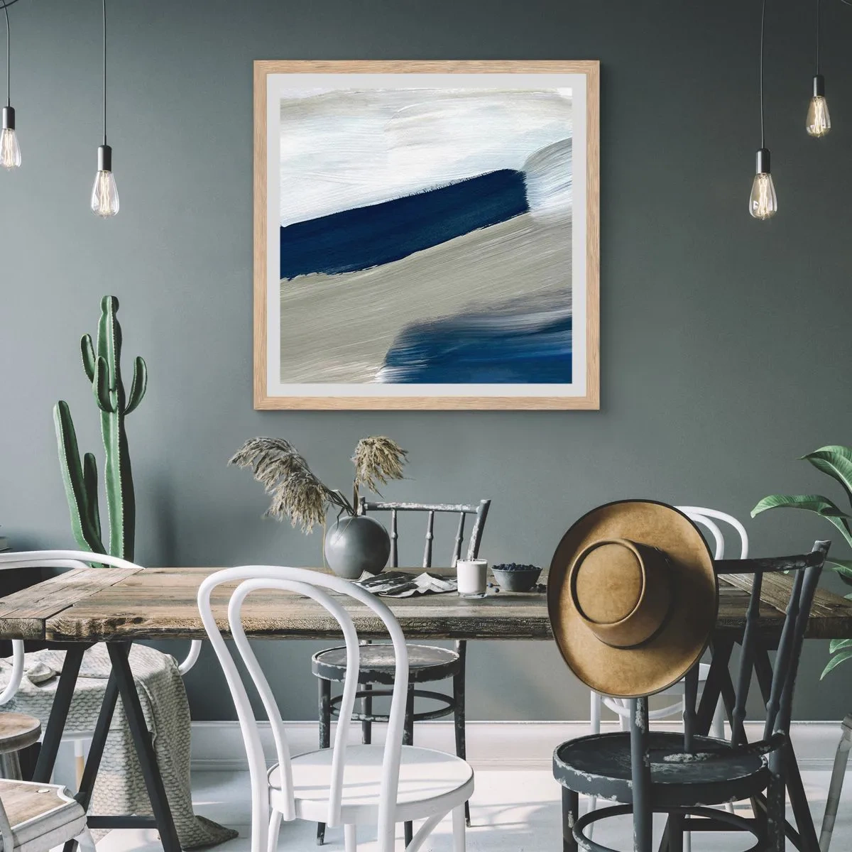 Poster in light oak frame - Encounter with White - 30x30 cm