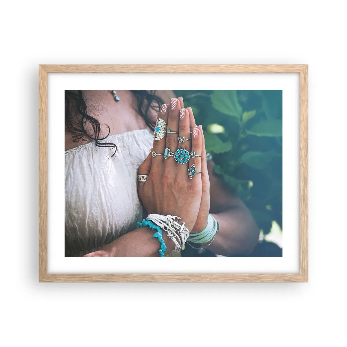 Poster in light oak frame - Welcome to the Centre of Wellbeing - 50x40 cm