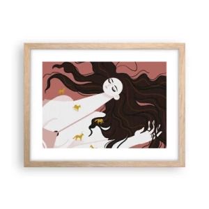Poster in light oak frame - Dream of a Golden Horse - 40x30 cm