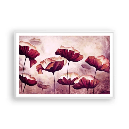 Poster in white frmae - Red and White Flake - 91x61 cm