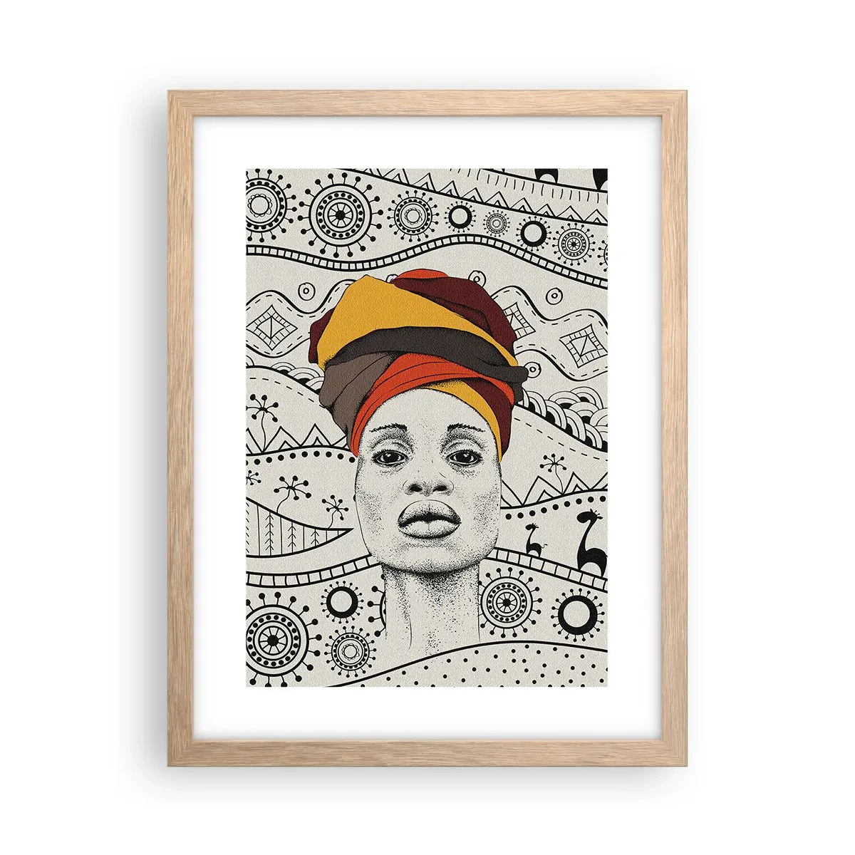 Poster in light oak frame - African Portrait - 30x40 cm