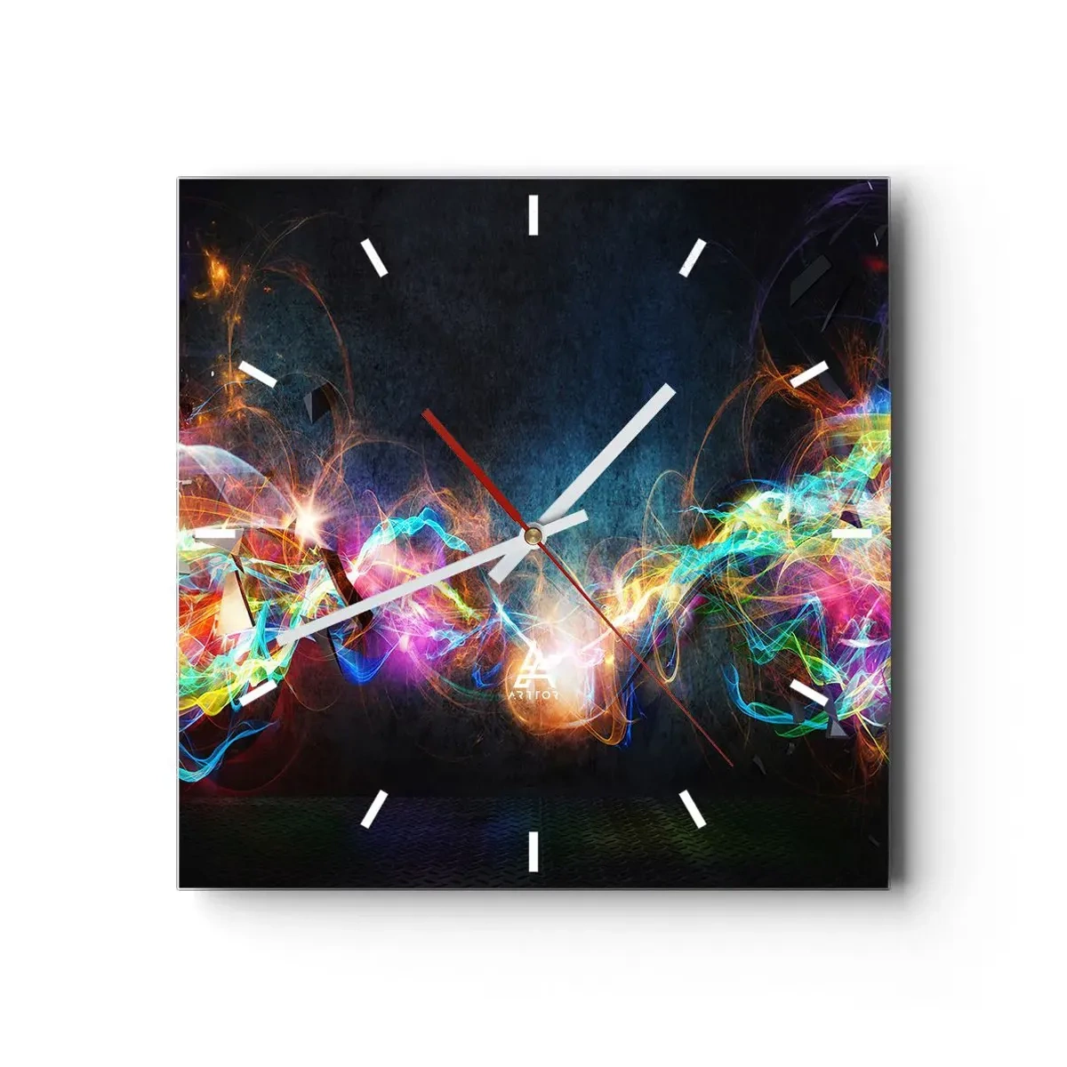Wall clock - Clock on glass - Joyfully against Darkness - 40x40 cm