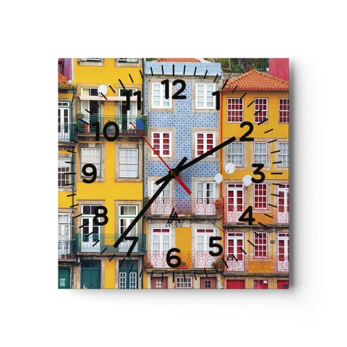 Wall clock - Clock on glass - Colours of Old Town - 40x40 cm