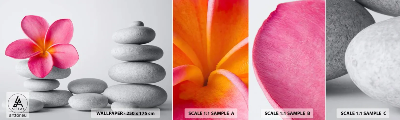 Photo Wallpaper Sample Standard Eco - Stone on Stone - Flower, Stones, Spa - 100x30 cm