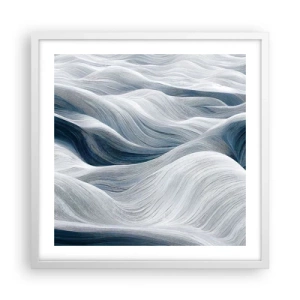 Poster in white frmae - White and Blue Waves - 50x50 cm
