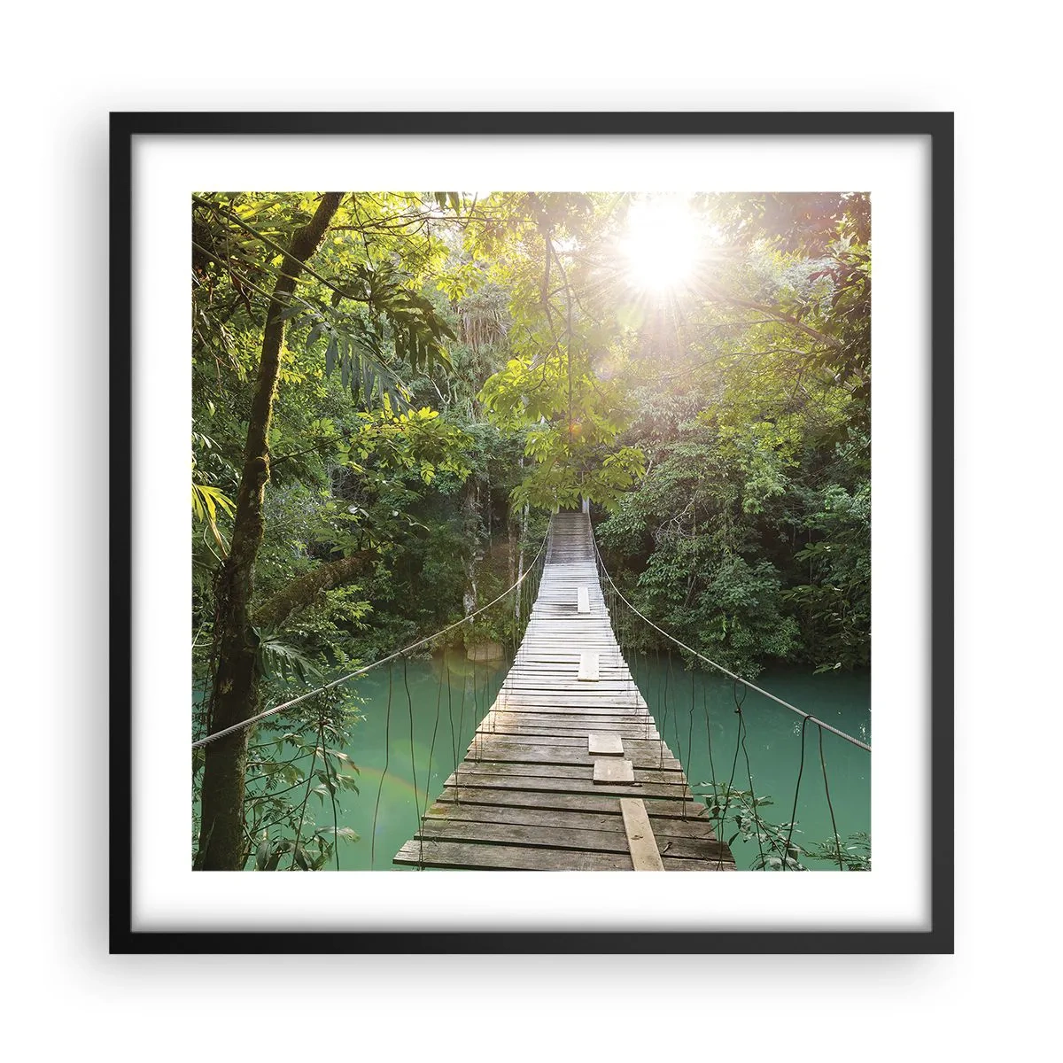 Poster in black frame - Azure Water in Azure Forest - 50x50 cm