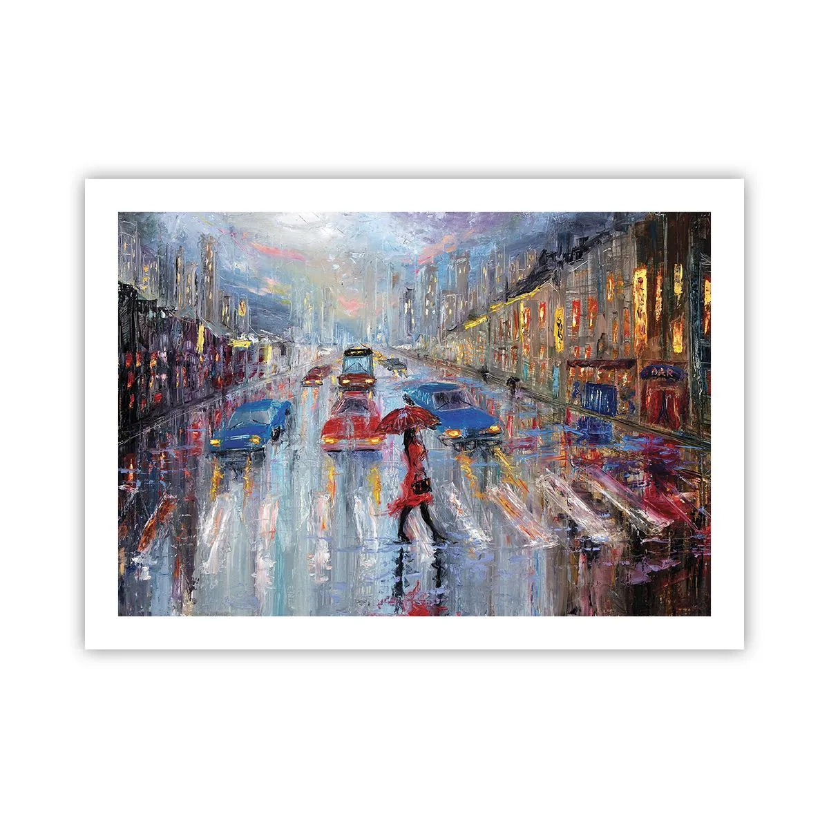 Poster - Rainy Afternoon in a City - 70x50 cm